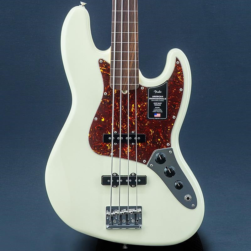 USED_American_Professional_II_Jazz_Bass_FRETLESS_(Olympic_White_Rosewood)_01