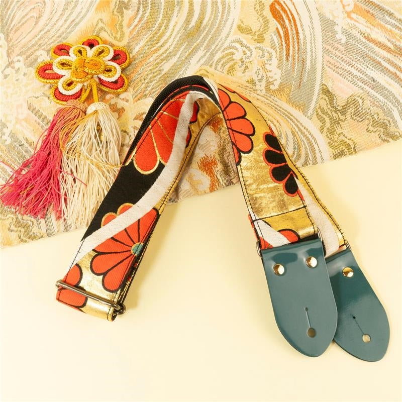 Vintage_Kimono_Obi_Wave_Flower_Guitar_Strap_C_01