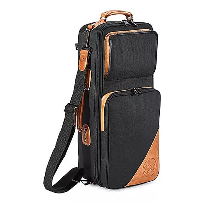 GuardBags_Elite_Series_4-ECSK_Trumpet_Double_Compact_Case,_Black_Cordura_Nylon_with_Brown_Leather_Trim_02