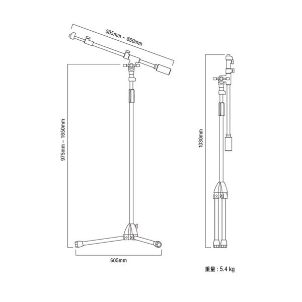 MS736BK_(Iron_Works_Studio_Series)_(Long_Boom)_(Tama_Microphone_Stand)_02