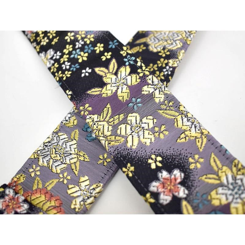 Nishijin-ori_Guitar_Strap,_Gradient_Cherry_Blossom_Pattern,_Dark_Navy,_No__3_(BK)_02