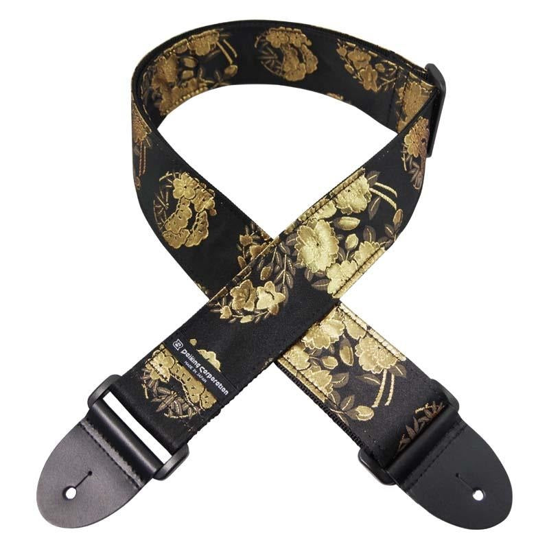 Nishijin-woven_guitar_strap_DGS-NKH60_Gold_Flower_Circle_01
