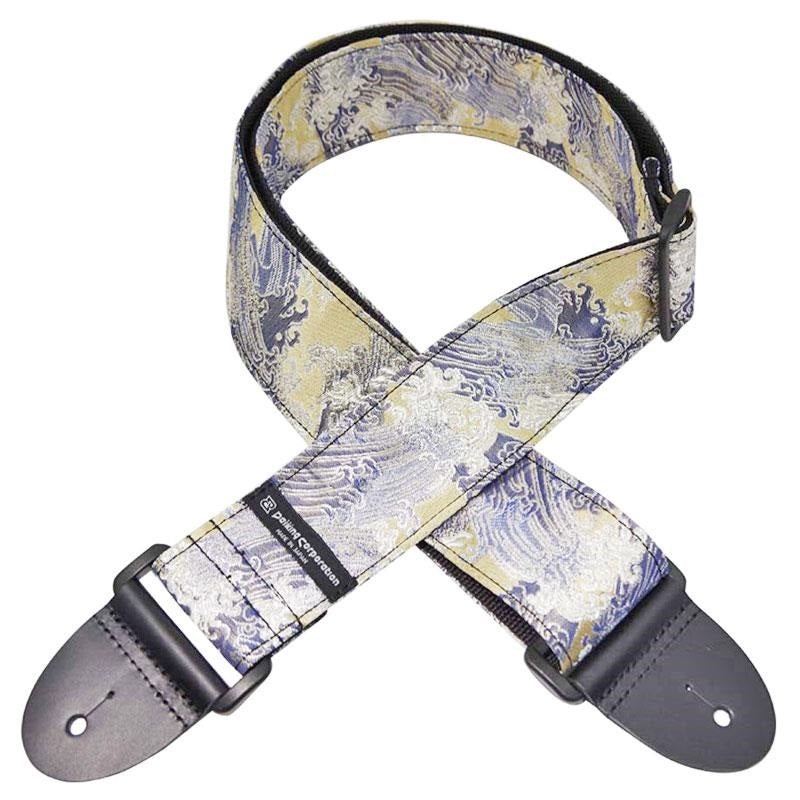 Nishijin-woven_guitar_strap_DGS-NKNG-60_with_gold-lined_wave_pattern_03
