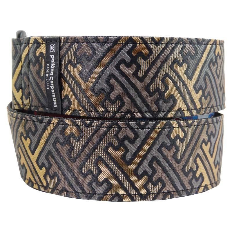 Nishijin-woven_guitar_strap_DGS-NKS60,_Saaya_pattern,_gold_gray_02