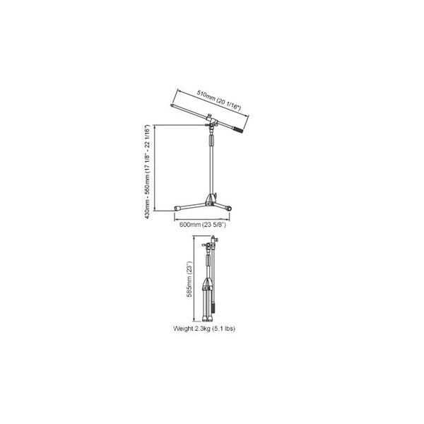 Tama_MS205ST_BK_(Black)_(Short_Boom)_(Low_Position)_Microphone_Stand_04