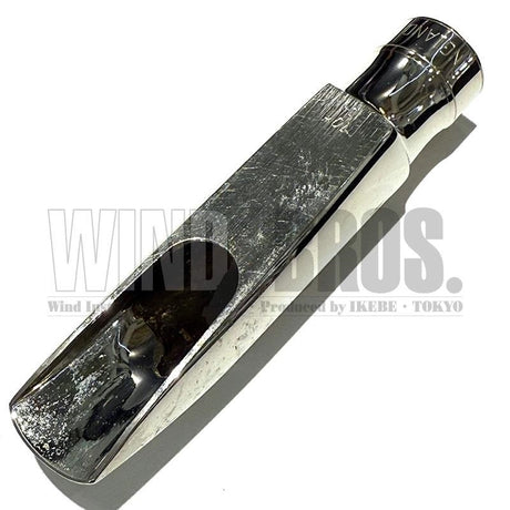 Used_Morgan_Fry_metal_rhodium-plated_tenor_saxophone_mouthpiece,_size_10__J+_02