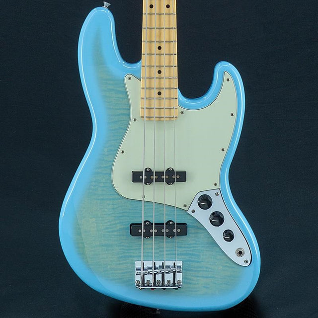 USED_​​2024_Collection_Hybrid_II_Jazz_Bass_Flame_Maple_Top_(Celeste_Blue)_01