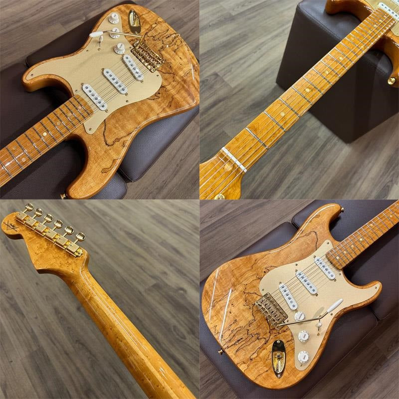 USED_​​2016_Limited_Model_Spalted_Maple_Artisan_Stratocaster_Natural_with_Gold_Anodized_Pickguard_[SN_CZ525592]_Fender_09