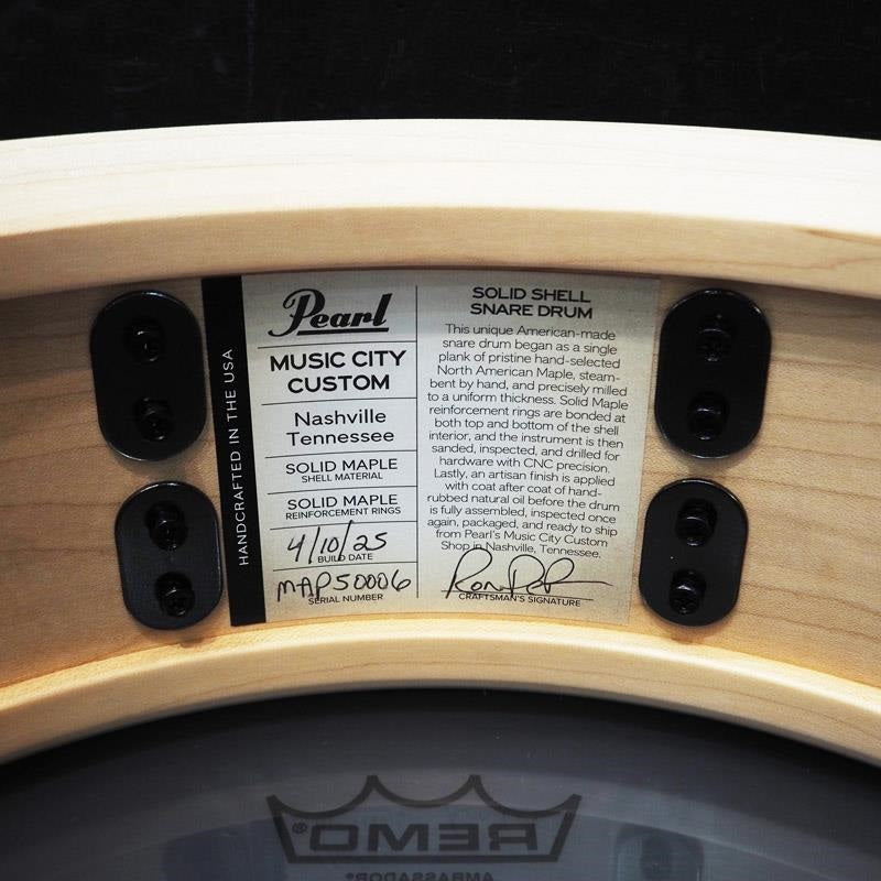 USED_​​MCCM1450S_B_#1009_Music_City_Custom_-USA_Solid_Maple_Shell_Snare_Drums_14×5_[Raven_Rally]_11