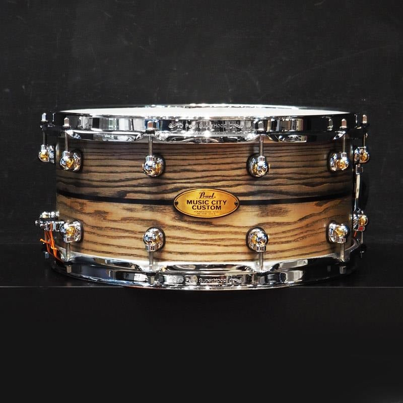 USED_​​MCCA1465S_C_#1010_Music_City_Custom_-USA_Solid_Ash_Shell_Snare_Drums_14×6_5_[Hand-rubbed_Two_Tone_Ash_w_Ebony_Inlay]_01