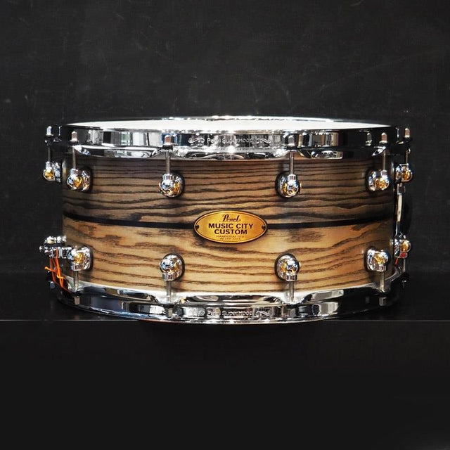 USED_​​MCCA1465S_C_#1010_Music_City_Custom_-USA_Solid_Ash_Shell_Snare_Drums_14×6_5_[Hand-rubbed_Two_Tone_Ash_w_Ebony_Inlay]_01