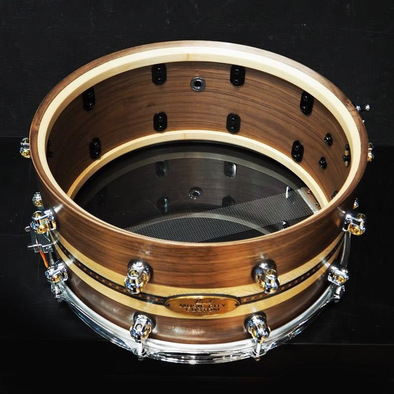 USED_​​MCCW1465S_C_#1008_Music_City_Custom_-USA_Solid_Walnut_Shell_Snare_Drums_14×6_5_[Quartersawn_Sycamore_Chevron_with_Ebony_Borders]_09