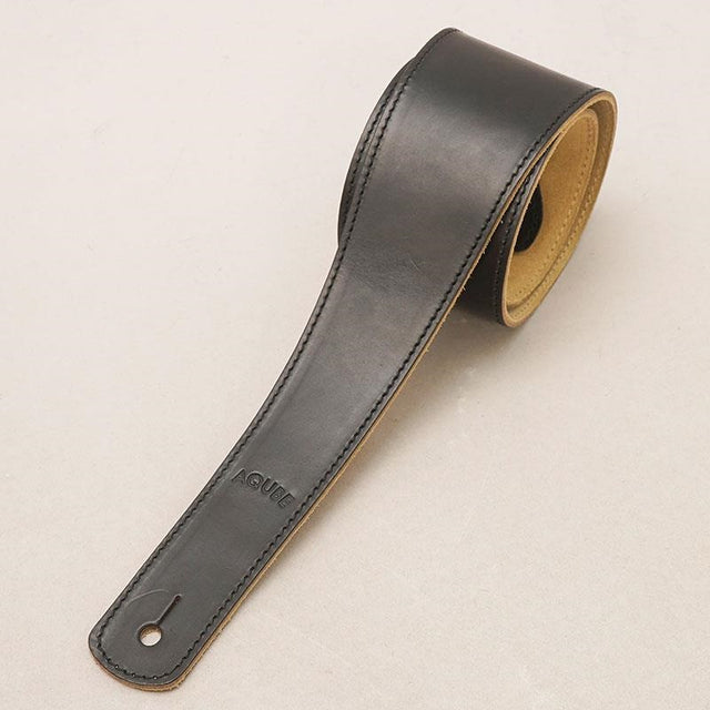 [Domestic_Genuine_Leather_Strap]_HORWEEN_(Black)___STANDARD___M-Size_(Tail_strap_for_acoustic-electric_guitars)_01