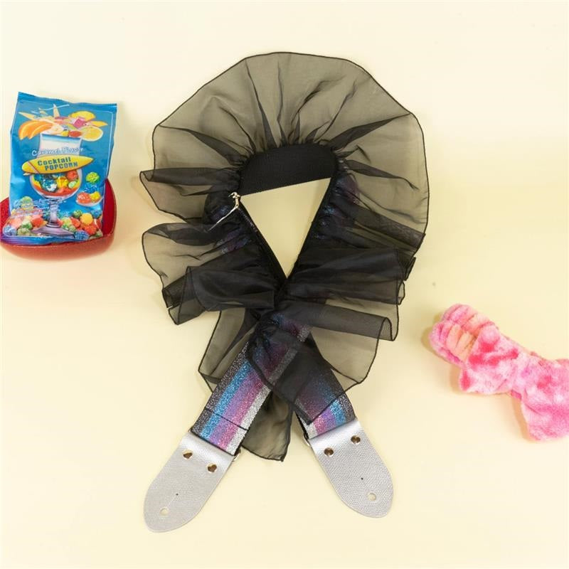 Glitter_Rainbow_Black_Frill_Guitar_Strap_(Purple)_01