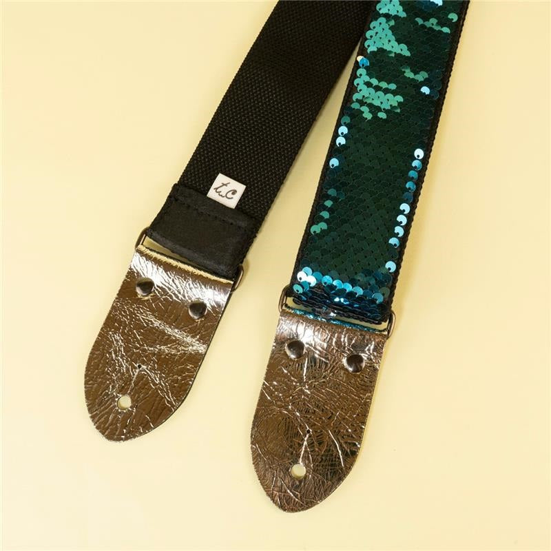 Reversible_Sequin_Guitar_Strap_-_Blue_&_Silver_07