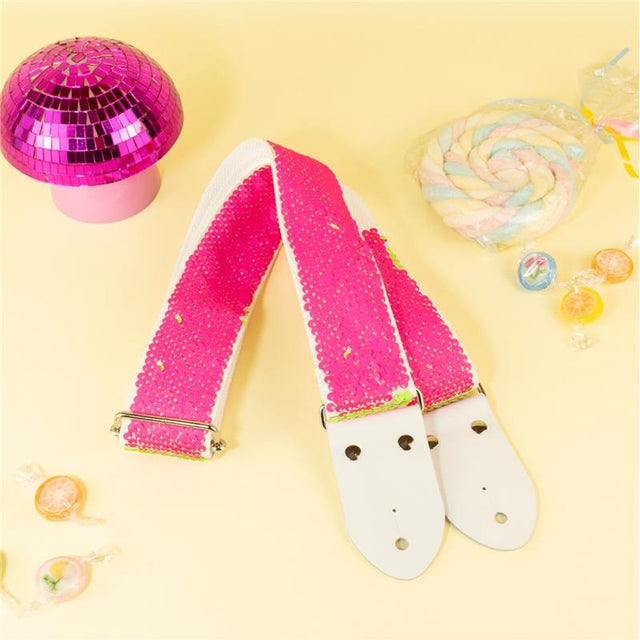 Reversible_Sequin_Guitar_Strap_-_Pink_&_Green_01