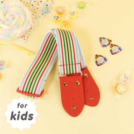 【KIDS】Colorful_Stripe_Guitar_Strap_1_-_Red_01