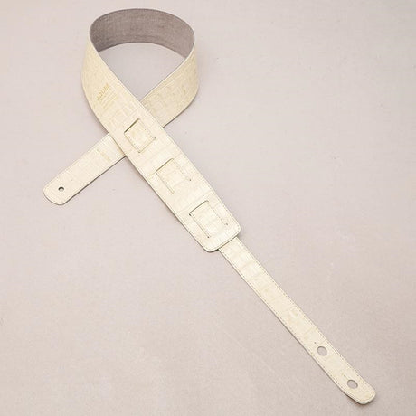 [Domestic_Genuine_Leather_Strap]_EMBOSSED_CROCO_(Vintage_White)___Slim___M-Size_(Tail_Strap_for_Acoustic-Electric_Guitars)_02