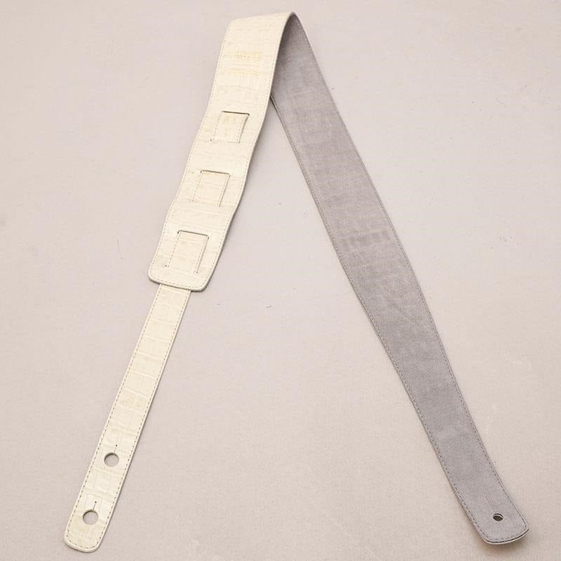 [Domestic_Genuine_Leather_Strap]_EMBOSSED_CROCO_(Vintage_White)___Slim___M-Size_(Tail_Strap_for_Acoustic-Electric_Guitars)_04