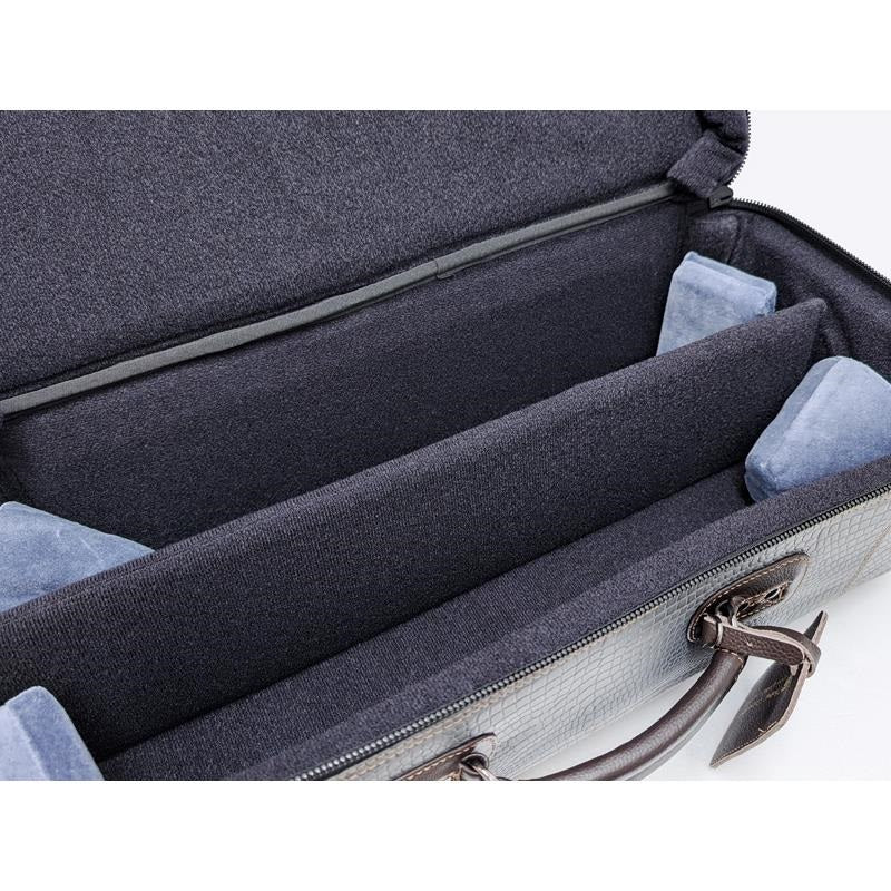 Guardbags___Elite_Series_4-ECLG-CN_cro_Trumpet_Double_Case___Crocodile_Embossed_Gray_Leather_&_Chocolate_Brown_Leather_Trim_03