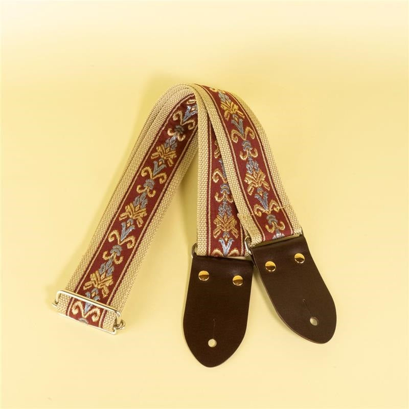 Botanical_Ribbon_Guitar_Strap_-_Wine_x_Beige_02