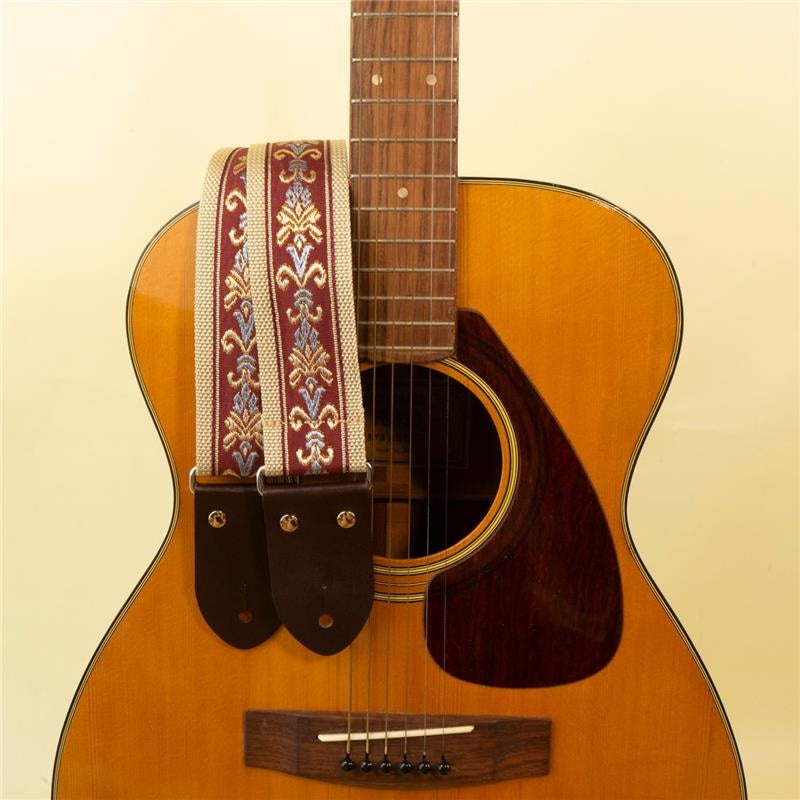 Botanical_Ribbon_Guitar_Strap_-_Wine_x_Beige_08