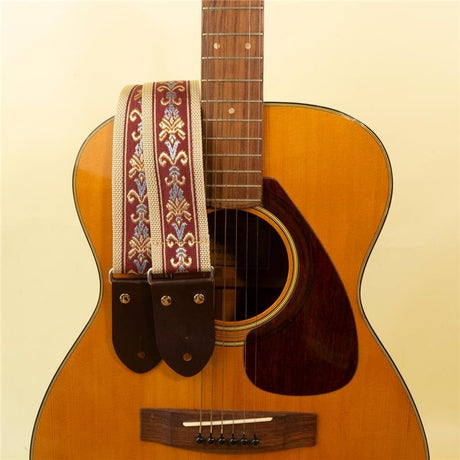 Botanical_Ribbon_Guitar_Strap_-_Wine_x_Beige_08
