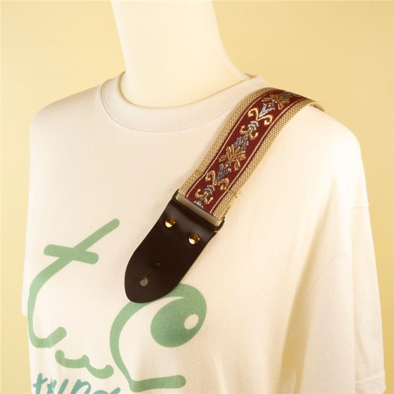 Botanical_Ribbon_Guitar_Strap_-_Wine_x_Beige_09