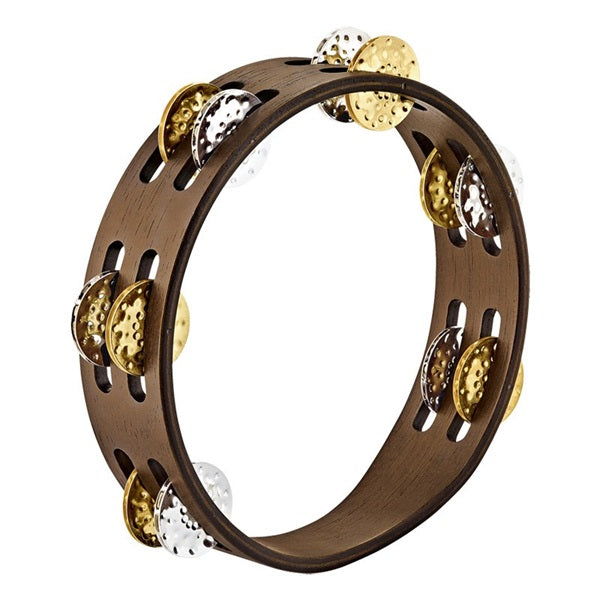 CTA2VM-WB_[Compact_Wood_Tambourine___2_rows，_Mixed_Hammered_Nickel_Plated_Steel_Brass，_Walnut_Brown]_01