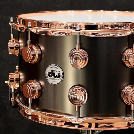 DCMR10814SPX710_[Collector's_Satin_Black_Over_Brass_Snare_14''×8''___Copper_Finish_Hardware]_[First_time_in_Japan___Custom-made_item]_02