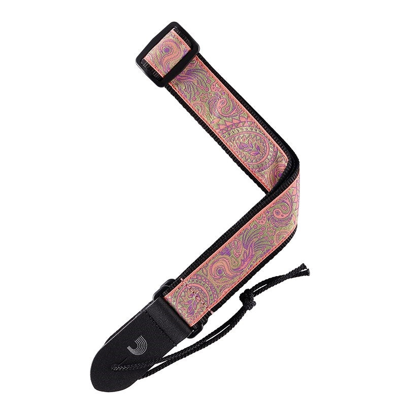 D'Addario_Jacquard_Ukulele_Strap_15UKE03_(Paisley，_Pink_Green)_01