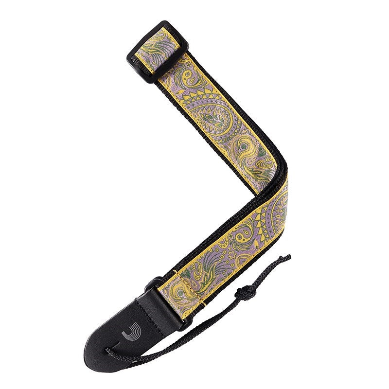 D'Addario_Jacquard_Ukulele_Strap_15UKE04_(Paisley，_Yellow_Purple)_01