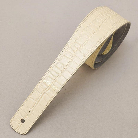 [Domestic_Genuine_Leather_Strap]_CEMBOSSED_CROCO_(Vintage_White)___Slim___S-Size_(Tail_Strap_for_Acoustic-Electric_Guitars)_01
