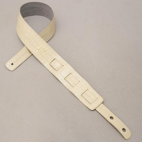 [Domestic_Genuine_Leather_Strap]_CEMBOSSED_CROCO_(Vintage_White)___Slim___S-Size_(Tail_Strap_for_Acoustic-Electric_Guitars)_02