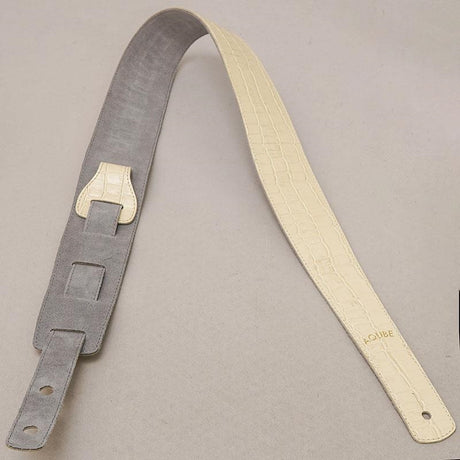 [Domestic_Genuine_Leather_Strap]_CEMBOSSED_CROCO_(Vintage_White)___Slim___S-Size_(Tail_Strap_for_Acoustic-Electric_Guitars)_03