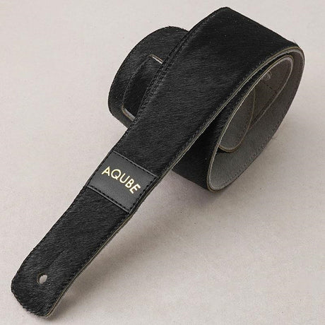[Domestic_Genuine_Leather_Strap]_COW_HAIR_(Black)___SLIM___L-Size_(Tail_Strap_for_Acoustic-Electric_Guitars)_01
