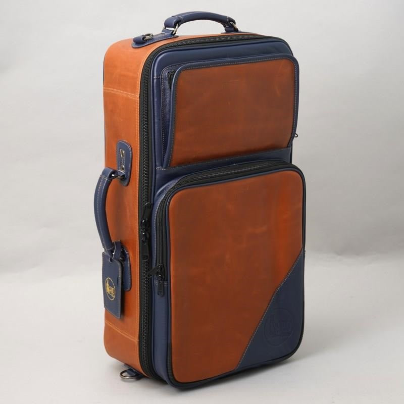Elite_Series_5-ECLV-NB_Trumpet_Triple_Compact_Case，_Leather，_Brown_x_Blue_01