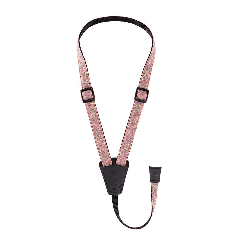 [Fall_Super_Sale]_D'Addario_Cradle_Jacquard_Ukulele_Strap_19UKE05_(Paisley，_Pink_Green)_01