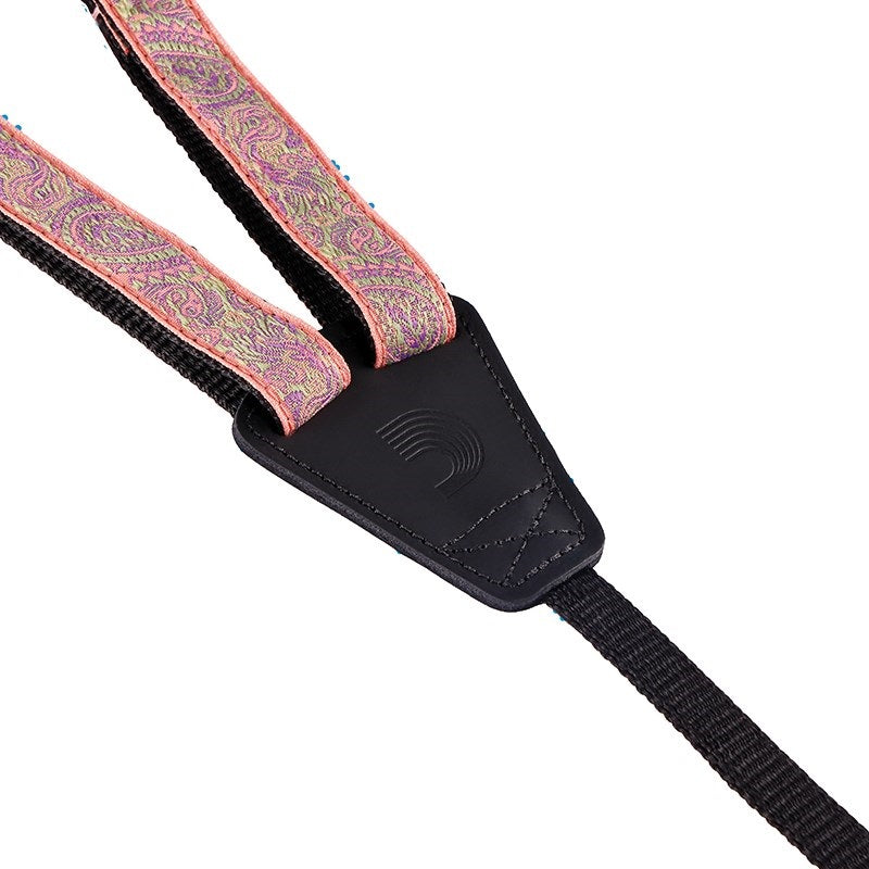 [Fall_Super_Sale]_D'Addario_Cradle_Jacquard_Ukulele_Strap_19UKE05_(Paisley，_Pink_Green)_03