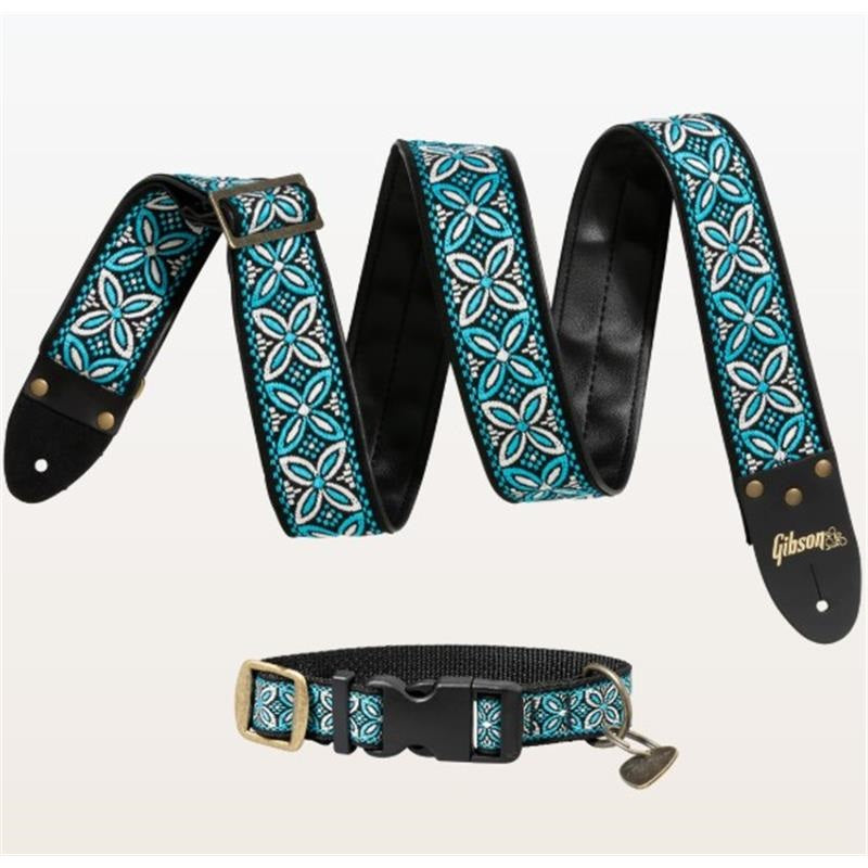 Gibson_Guitar_Strap_Dog_Collar_Combo_Set，_Blue_Small_01