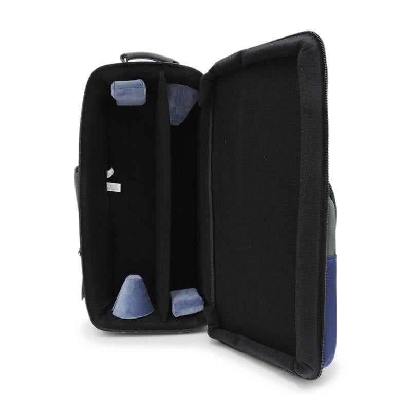 GuardBags_Elite_Series_4-ECLK-H_Trumpet_Double_Case___Navy_Nylon_with_Green_Leather_Trim_04