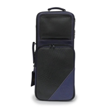 GuardBags_Elite_Series_4-ECLK-NB_Trumpet_Double_Case_in_Black_Crocodile-Embossed_Leather_with_Navy_Leather_Trim_02