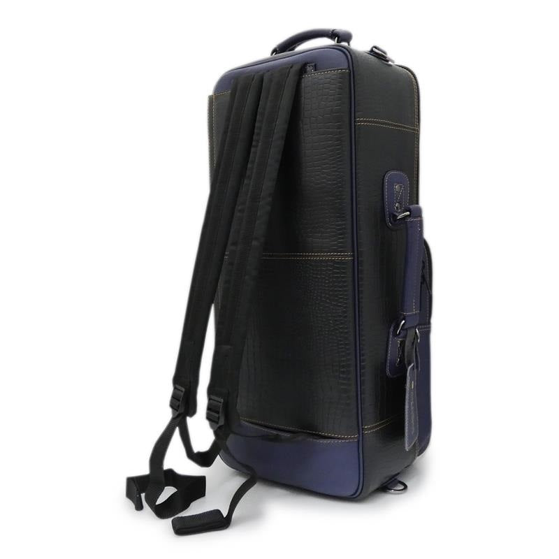 GuardBags_Elite_Series_4-ECLK-NB_Trumpet_Double_Case_in_Black_Crocodile-Embossed_Leather_with_Navy_Leather_Trim_03