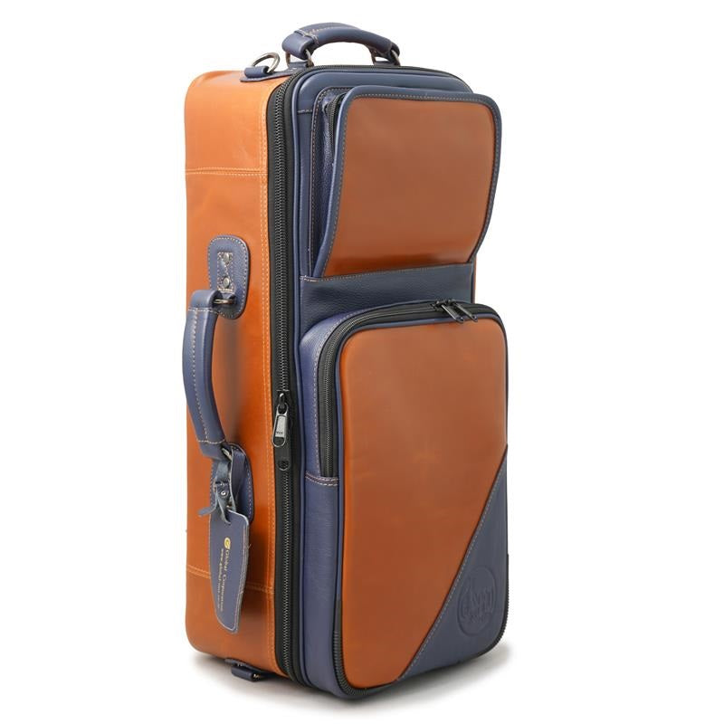 GuardBags_Elite_Series_4-ECLV-NB_Trumpet_Double_Compact_Case_in_Brown_Vegetable-Tanned_Leather_with_Navy_Leather_Trim_01