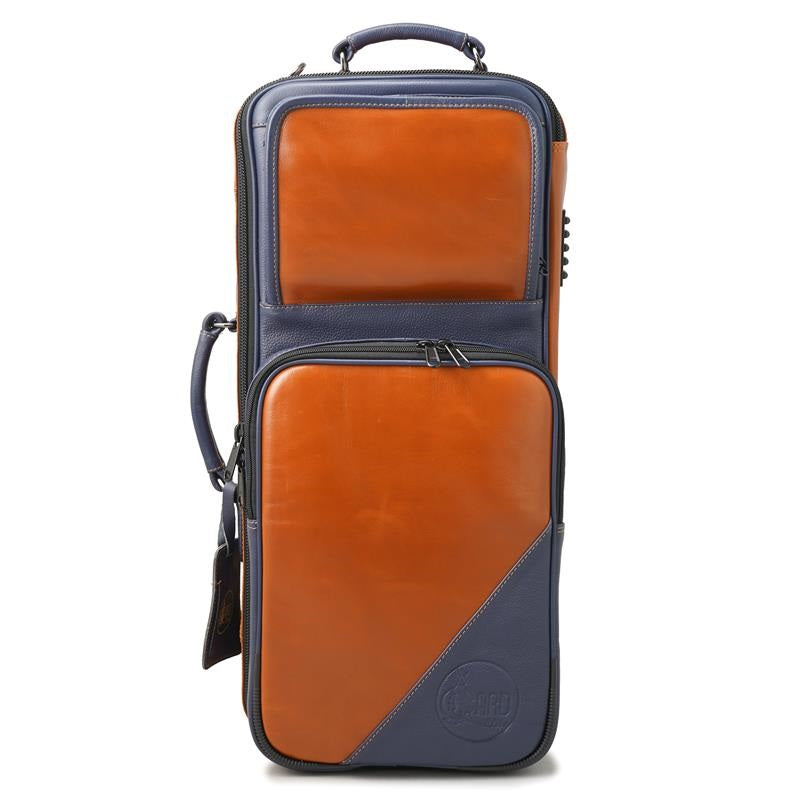 GuardBags_Elite_Series_4-ECLV-NB_Trumpet_Double_Compact_Case_in_Brown_Vegetable-Tanned_Leather_with_Navy_Leather_Trim_02