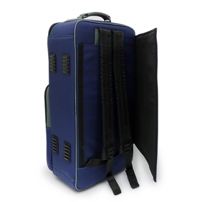 GuardBags_Elite_Series_5-ECSNB-H_Triple_Trumpet_Case_in_Navy_Nylon_with_Green_Leather_Trim_03