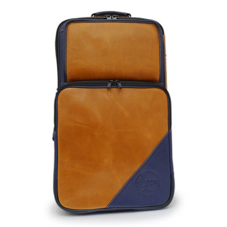 Guard_Bags_Elite_Series_9-ECLV-NB_Trumpet_&_Flugelhorn_Case，_Brown_Vegetable-Tanned_Leather_with_Navy_Leather_Trim_02