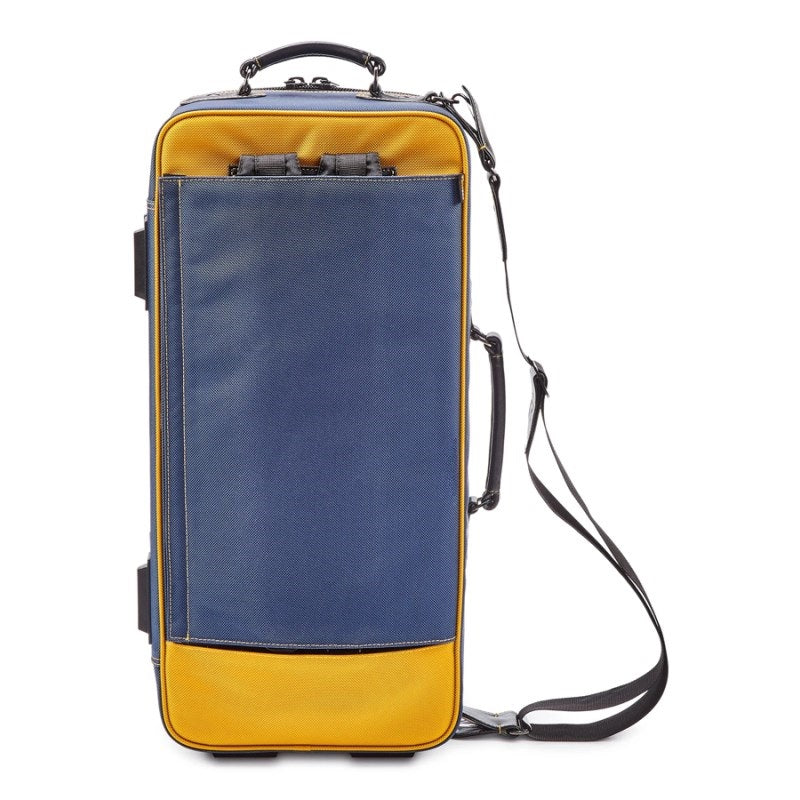 Guard_Bags_Fiberglass_Series_4-EHSNB-K_Trumpet_Double_Case，_Navy_Cordura_with_Black_Leather_Trim_and_Yellow_Highlights_02
