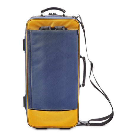 Guard_Bags_Fiberglass_Series_4-EHSNB-K_Trumpet_Double_Case，_Navy_Cordura_with_Black_Leather_Trim_and_Yellow_Highlights_02