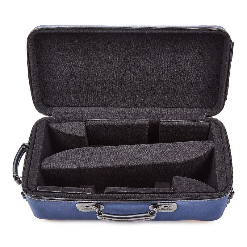 Guard_Bags_Fiberglass_Series_4-EHSNB-K_Trumpet_Double_Case，_Navy_Cordura_with_Black_Leather_Trim_and_Yellow_Highlights_03